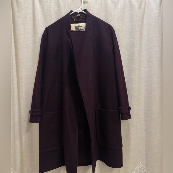 Burberry wool cashmere eggplant wrap coat - Picture 2 of 11